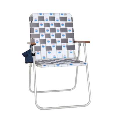 Sailing Leisure Webbed Portable Deck Chair Wooden Armrest Lightweight Folding Aluminum Outdoor Lawn Chair Beach Chair