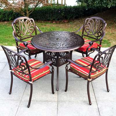 Luxury 5 PCS Outdoor Table Set Brushed Cast Aluminum Table And Chair