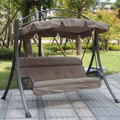 Simple Style Outdoor Furniture Metal Frame Double Seat Rattan Swing Chair Patio Swing