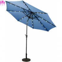 3M Parasol Solar LED lights Umbrella Fairy Sun Shade Crank Patio Garden Blue