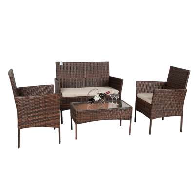 All Weather Patio Wicker Garden Sofa Poland Outdoor Synthetic Rattan Furniture Set