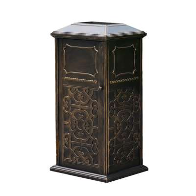 Luxury Outdoor Cast Aluminum Trash Can Single Barrel For Park Hotel Cast Aluminum Outdoor Furniture