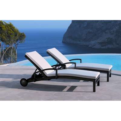 All Weather Rattan Furniture Garden Outdoor Sun lounger Contemporary Patio Furniture French Wicker Pool Rattan Chaise Lounge