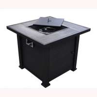 Aluminum Square Table With Firepit Stove Fire Pit Outdoor Iron Table Backyard Patio Garden Wicker Furniture Table