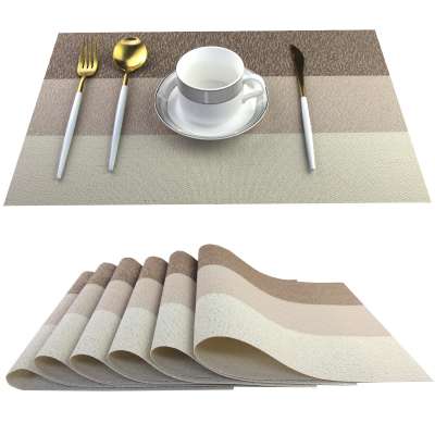 Place mat 200PC/CTN Luxury Placemats Beige Color Place Mat Plastic Vinyl Woven Table PVC Place Mat Set