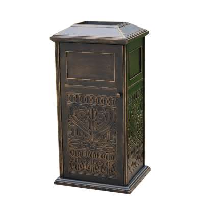 All Weather Patio Furniture Luxury Recycling Bins Outdoor Park Villa Courtyard Cast Aluminum Trash Can with Ashtray