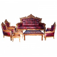 Carved Antique Classic Walnut Barcelona Living room Sofa Indonesia Furniture set